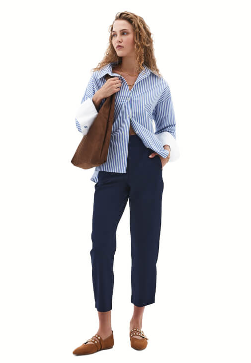 Lacivert Ultra Yüksek Bel Carrot-Fit Pantolon