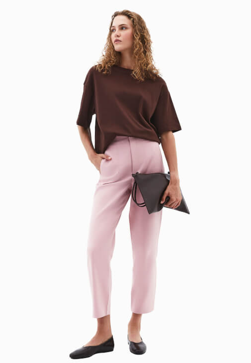 Pembe Ultra Yüksek Bel Carrot-Fit Pantolon