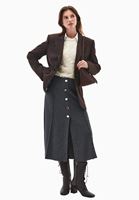 Bayan Füme Düğme Detaylı Midi Etek