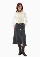 Bayan Füme Düğme Detaylı Midi Etek