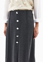 Bayan Füme Düğme Detaylı Midi Etek
