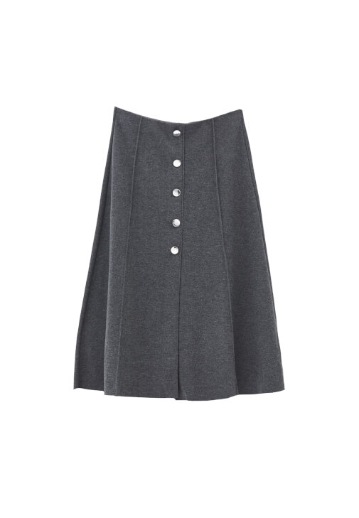 Düğme Detaylı Etek ve Kazak Kombini