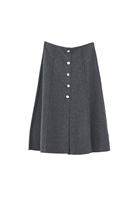 Bayan Füme Düğme Detaylı Midi Etek