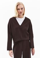Bayan Kahverengi Yumuşak Dokulu V Yaka Kazak