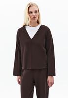 Bayan Kahverengi Yumuşak Dokulu V Yaka Kazak