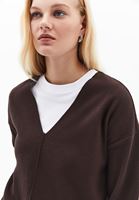 Bayan Kahverengi Yumuşak Dokulu V Yaka Kazak