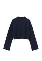 Bayan Lacivert Yüksek Yaka Crop Kazak