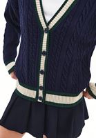 Bayan Lacivert Oversize V Yaka Hırka