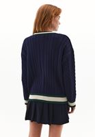 Bayan Lacivert Oversize V Yaka Hırka