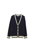 Bayan Lacivert Oversize V Yaka Hırka