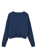 Bayan Petrol Mavisi Bot Yaka Triko Kazak