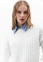 Bayan Krem Bot Yaka Triko Kazak