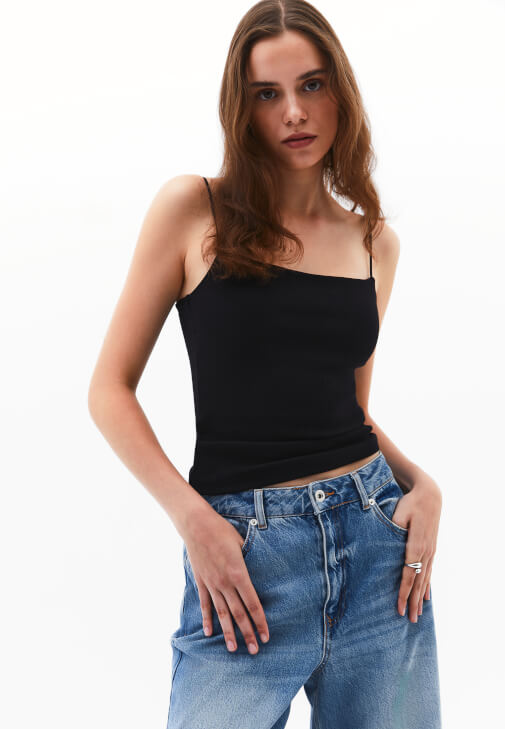 Siyah Pamuklu Askılı Atlet