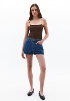 Women Brown Cotton Strappy Tank Top