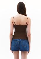 Women Brown Cotton Strappy Tank Top