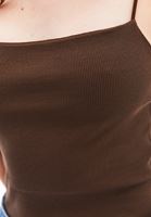 Women Brown Cotton Strappy Tank Top