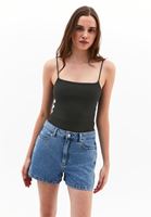 Women Khaki Cotton Strappy Tank Top