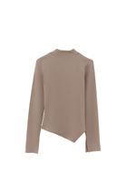 Bayan Kum Beji Yüksek Yaka Cut-Out Detaylı Tişört