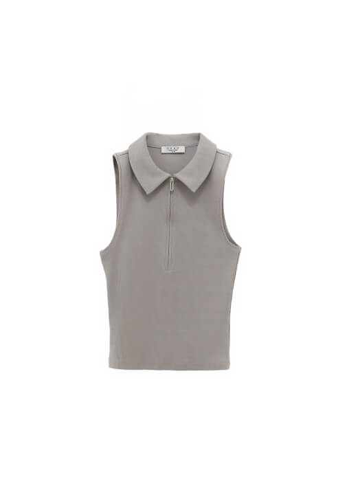 Fermuarlı Atlet ve Barrel-Fit Denim Kombini