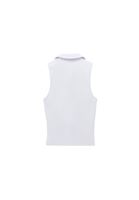 Bayan Beyaz Polo Yaka Fermuarlı Atlet