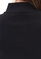 Bayan Siyah Pamuklu Fermuar Detaylı Tişört