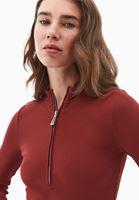 Bayan Bordo Pamuklu Fermuar Detaylı Tişört