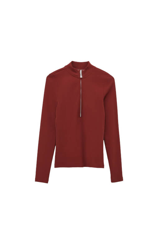 Pamuklu Fermuar Detaylı Tişört - Görsel 6