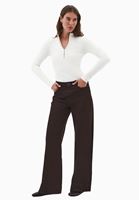 Bayan Krem Pamuklu Fermuar Detaylı Tişört