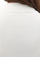 Bayan Krem Pamuklu Fermuar Detaylı Tişört