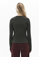 Bayan Yeşil Sıfır Yaka Düğmeli Tişört