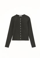 Bayan Yeşil Sıfır Yaka Düğmeli Tişört