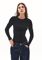 Bayan Siyah Pamuklu Sıfır Yaka Tişört