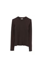 Bayan Kahverengi Pamuklu Sıfır Yaka Tişört