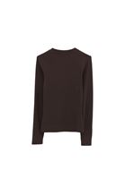 Bayan Kahverengi Pamuklu Sıfır Yaka Tişört