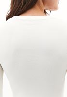 Bayan Krem Pamuklu Sıfır Yaka Tişört