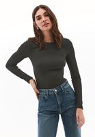 Bayan Yeşil Pamuklu Sıfır Yaka Tişört