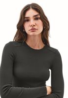 Bayan Yeşil Pamuklu Sıfır Yaka Tişört