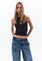 Bayan Siyah Pamuklu Halter Yaka Atlet