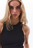 Bayan Siyah Pamuklu Halter Yaka Atlet