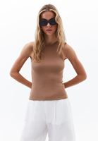 Bayan Kahverengi Pamuklu Halter Yaka Atlet