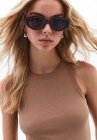 Bayan Kahverengi Pamuklu Halter Yaka Atlet