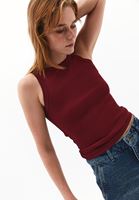 Bayan Bordo Pamuklu Halter Yaka Atlet