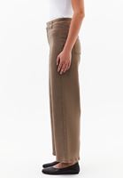 Bayan Bej Ultra Yüksek Bel Wide-Leg Pantolon