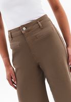 Bayan Bej Ultra Yüksek Bel Wide-Leg Pantolon