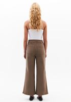 Bayan Bej Ultra Yüksek Bel Wide-Leg Pantolon