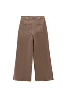 Bayan Bej Ultra Yüksek Bel Wide-Leg Pantolon