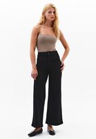 Bayan Siyah Ultra Yüksek Bel Wide-Leg Pantolon