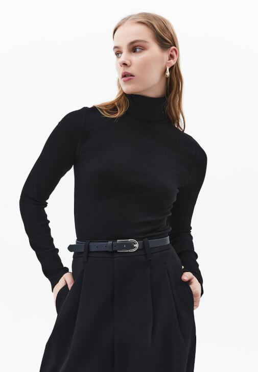  Pamuklu Uzun Kollu Roll Neck