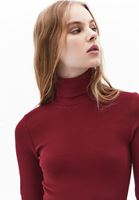 Bayan Bordo Pamuklu Uzun Kollu Roll Neck