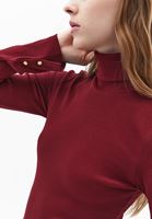 Bayan Bordo Pamuklu Uzun Kollu Roll Neck